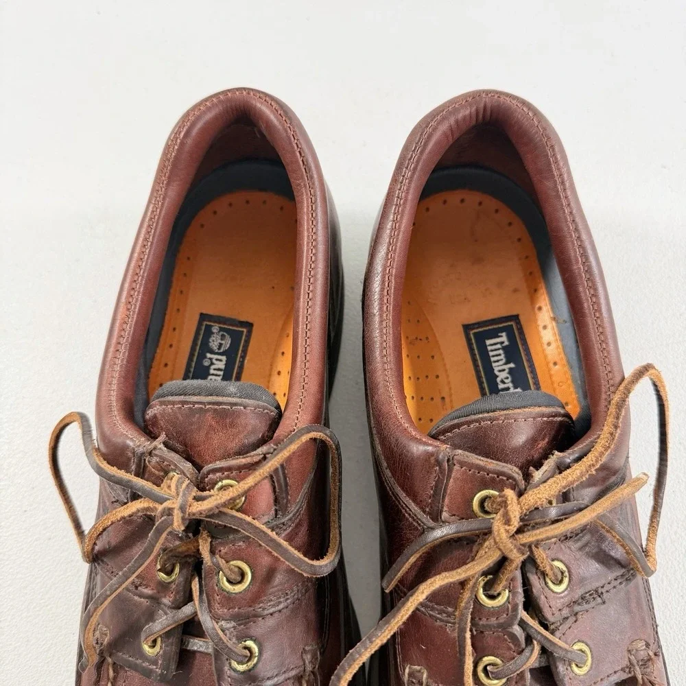 Timberland 3-Eye‎ Lug Brown Leather Boat Shoe Mens Size 13 M